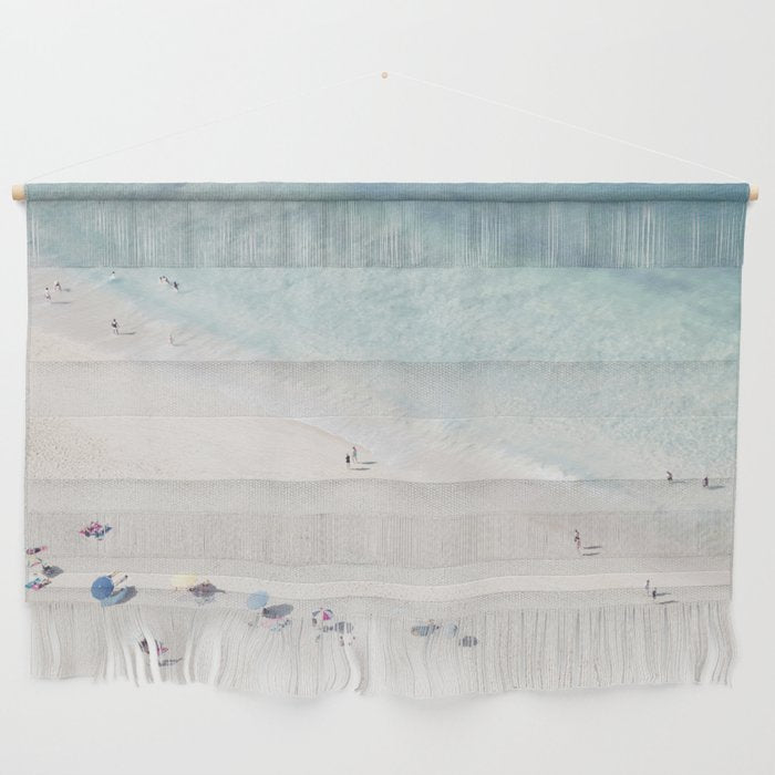 Summer Seaside Beach Print - Aerial Ocean Crowded Beach Sea photography by Ingrid Beddoes Wall Hanging Gallery Image 1