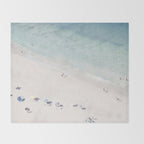 Summer Seaside Beach Print - Aerial Ocean Crowded Beach Sea photography by Ingrid Beddoes Throw Blanket Gallery Image 2