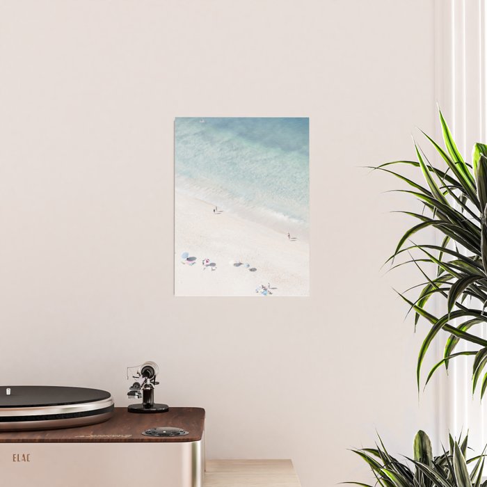 Summer Seaside Beach Print - Aerial Ocean Crowded Beach Sea photography by Ingrid Beddoes Poster Gallery Image 2
