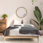 Mid Century Modern Minimalist Abstract Art Brush Strokes Black & White Ink Art Shapes Comforter Gallery Image 3