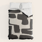 Mid Century Modern Minimalist Abstract Art Brush Strokes Black & White Ink Art Shapes Comforter Gallery Image 6