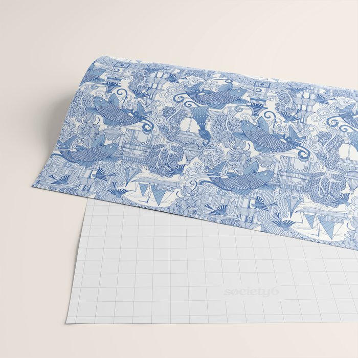 chinoiserie toile blue Wrapping Paper Gallery Image 2