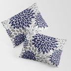 Abstract, Floral Prints, Navy Blue and Grey Pillow Sham Gallery Image 3