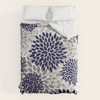 Abstract, Floral Prints, Navy Blue and Grey Comforter Gallery Image 6