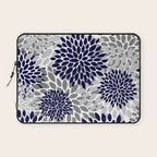 Abstract, Floral Prints, Navy Blue and Grey Laptop Sleeve Gallery Image 1