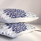 Abstract, Floral Prints, Navy Blue and Grey Pillow Sham Gallery Image 3