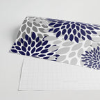 Abstract, Floral Prints, Navy Blue and Grey Wrapping Paper Gallery Image 2