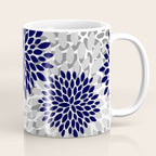 Abstract, Floral Prints, Navy Blue and Grey Coffee Mug Gallery Image 1