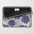 Abstract, Floral Prints, Navy Blue and Grey Laptop Sleeve Gallery Image 2