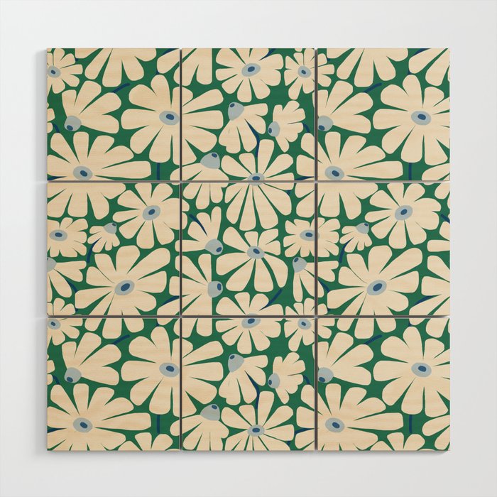 Daisy fresh 2 - green blue Wood Wall Art Gallery Image 1