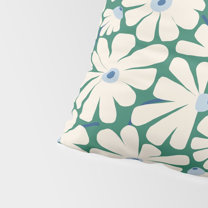 Daisy fresh 2 - green blue Pillow Sham Gallery Image 4