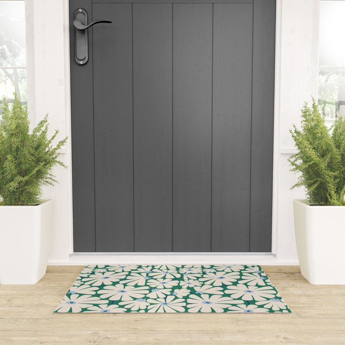 Daisy fresh 2 - green blue Welcome Mat Gallery Image 3
