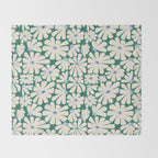 Daisy fresh 2 - green blue Throw Blanket Gallery Image 2