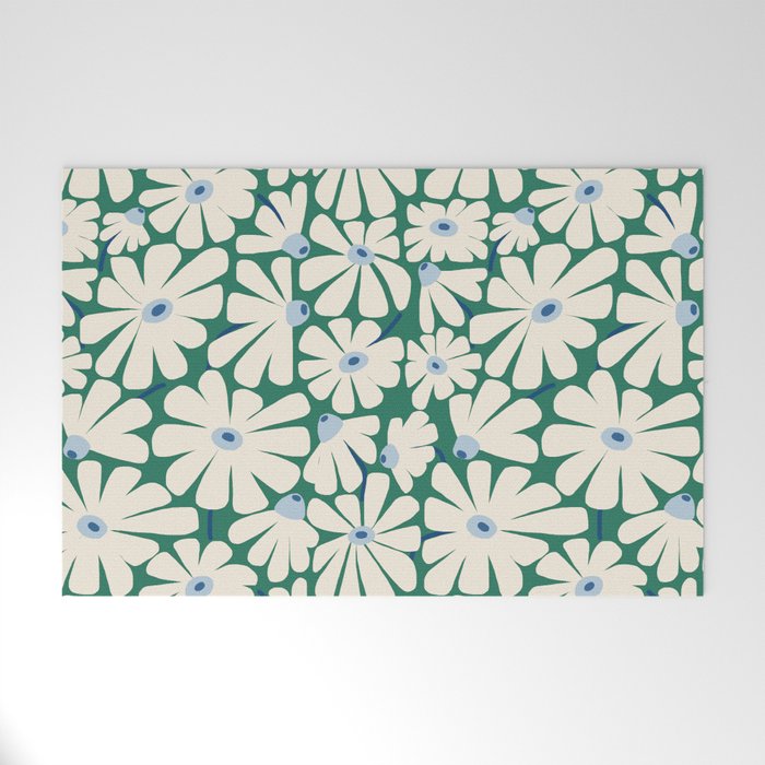 Daisy fresh 2 - green blue Welcome Mat Gallery Image 1