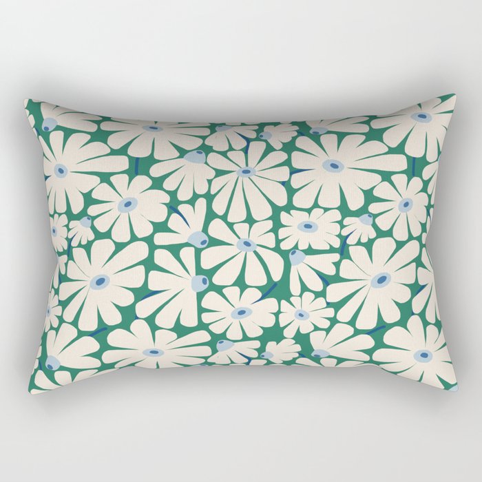 Daisy fresh 2 - green blue Rectangular Pillow Gallery Image 2
