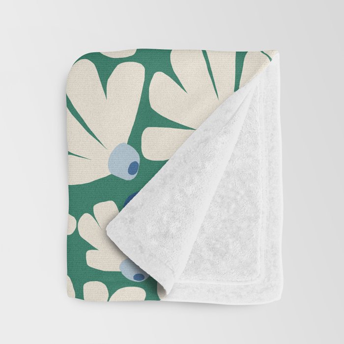 Daisy fresh 2 - green blue Throw Blanket Gallery Image 3
