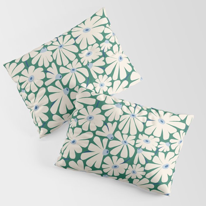 Daisy fresh 2 - green blue Pillow Sham Gallery Image 3
