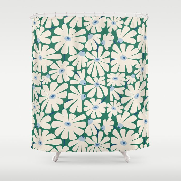 Daisy fresh 2 - green blue Shower Curtain Gallery Image 1