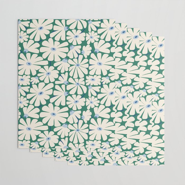Daisy fresh 2 - green blue Wrapping Paper Gallery Image 3