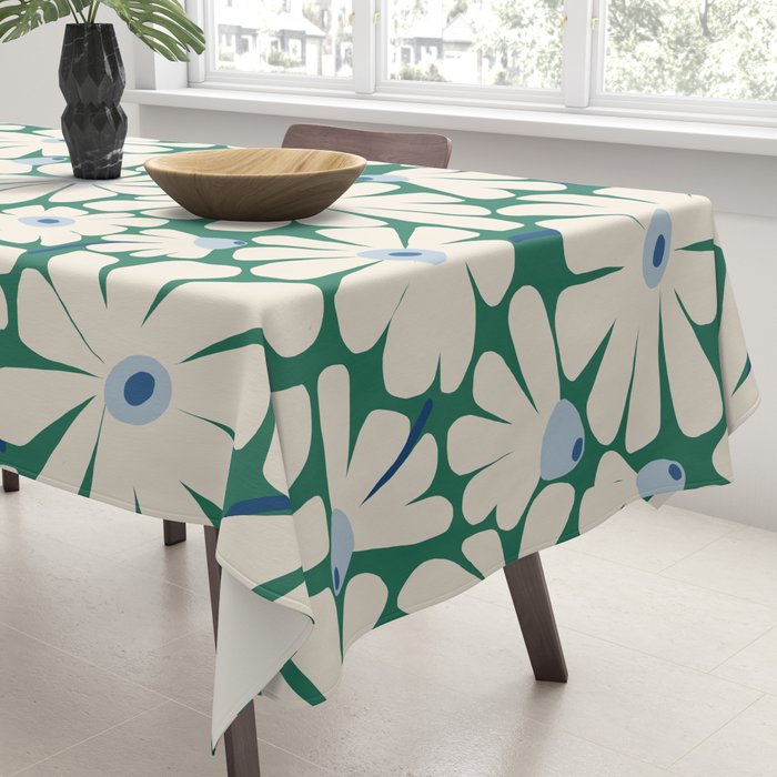 Daisy fresh 2 - green blue Tablecloth Gallery Image 3