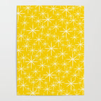 Mid Century Modern Twinkling Stars Retro Atomic Pattern in Yellow Poster Gallery Image 4