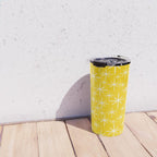 Mid Century Modern Twinkling Stars Retro Atomic Pattern in Yellow Travel Mug Gallery Image 4