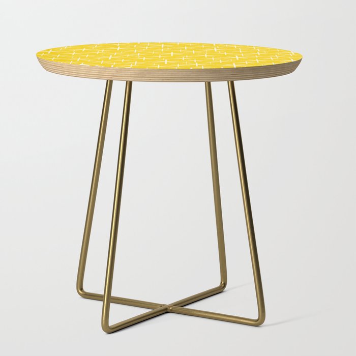 Mid Century Modern Twinkling Stars Retro Atomic Pattern in Yellow Side Table Gallery Image 1