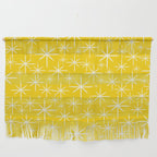 Mid Century Modern Twinkling Stars Retro Atomic Pattern in Yellow Wall Hanging Gallery Image 1