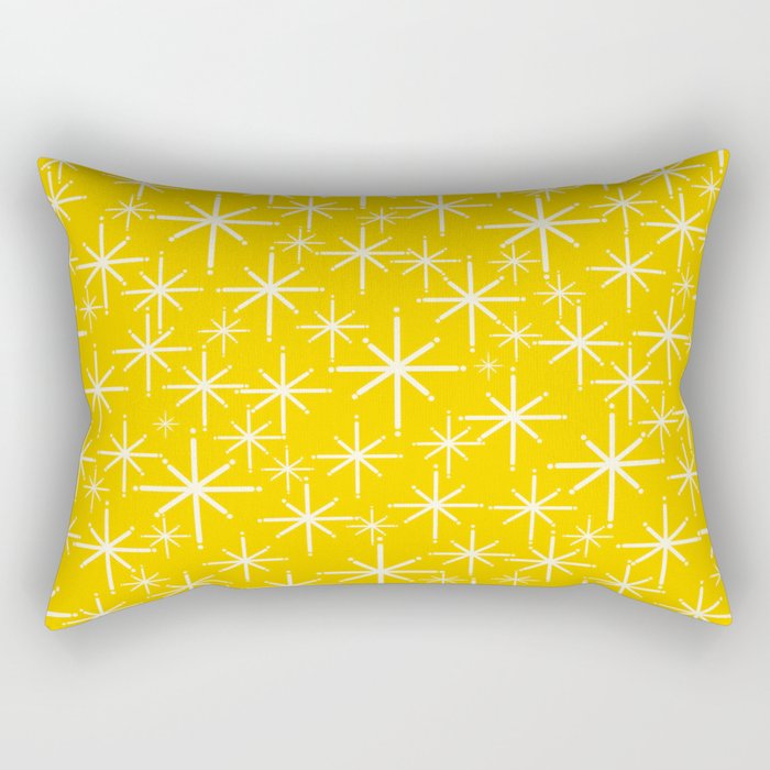 Mid Century Modern Twinkling Stars Retro Atomic Pattern in Yellow Rectangular Pillow Gallery Image 2