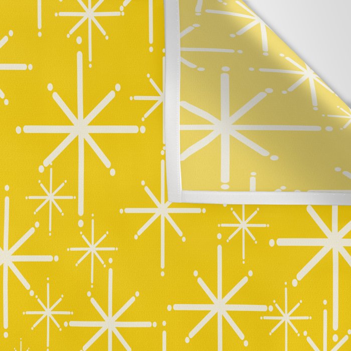 Mid Century Modern Twinkling Stars Retro Atomic Pattern in Yellow Wall Tapestry Gallery Image 3