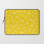 Mid Century Modern Twinkling Stars Retro Atomic Pattern in Yellow Laptop Sleeve Gallery Image 1