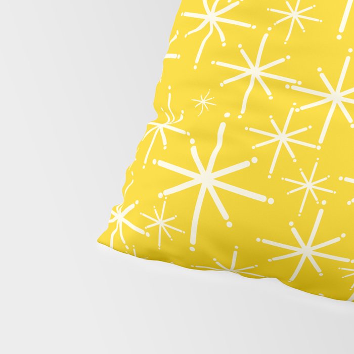 Mid Century Modern Twinkling Stars Retro Atomic Pattern in Yellow Pillow Sham Gallery Image 4