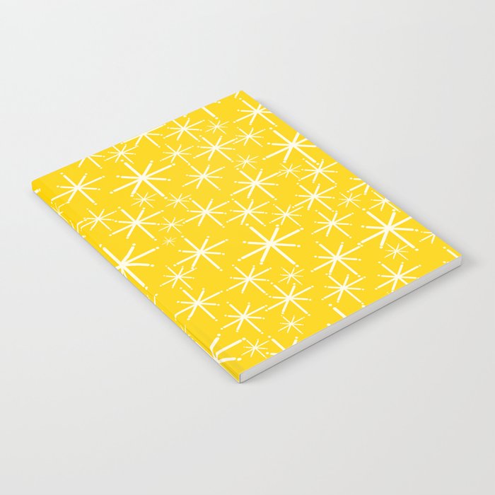 Mid Century Modern Twinkling Stars Retro Atomic Pattern in Yellow Notebook Gallery Image 1