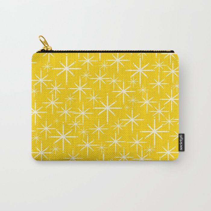 Mid Century Modern Twinkling Stars Retro Atomic Pattern in Yellow Carry All Pouch Gallery Image 1