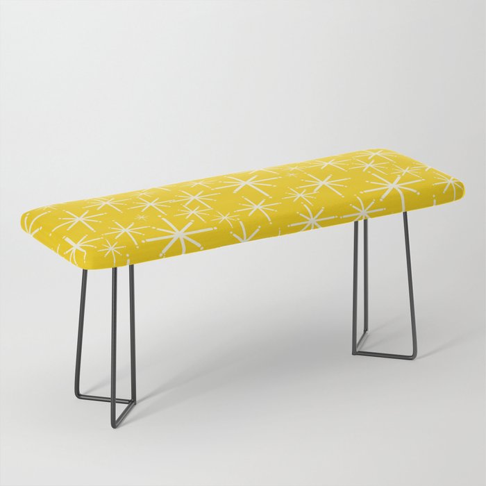 Mid Century Modern Twinkling Stars Retro Atomic Pattern in Yellow Bench Gallery Image 1