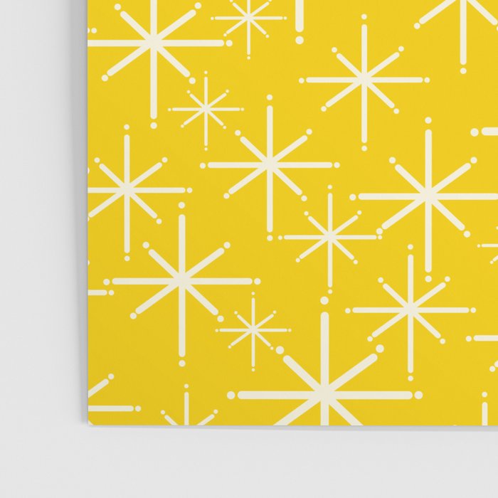 Mid Century Modern Twinkling Stars Retro Atomic Pattern in Yellow Poster Gallery Image 3