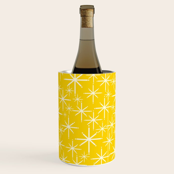 Mid Century Modern Twinkling Stars Retro Atomic Pattern in Yellow Wine Chiller Gallery Image 3