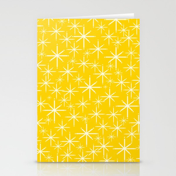 Mid Century Modern Twinkling Stars Retro Atomic Pattern in Yellow Stationery Card Gallery Image 2