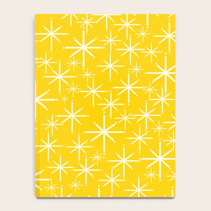 Mid Century Modern Twinkling Stars Retro Atomic Pattern in Yellow Notebook Gallery Image 4