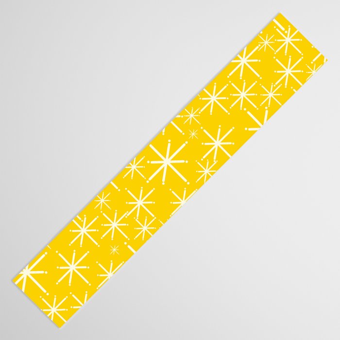Mid Century Modern Twinkling Stars Retro Atomic Pattern in Yellow Table Runner Gallery Image 3