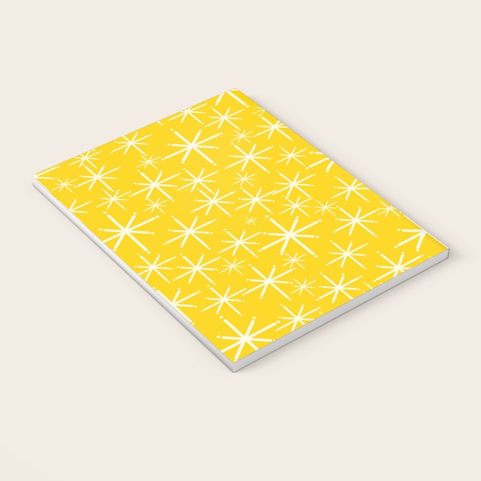Mid Century Modern Twinkling Stars Retro Atomic Pattern in Yellow Notebook Gallery Image 3