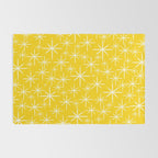 Mid Century Modern Twinkling Stars Retro Atomic Pattern in Yellow Rug Gallery Image 2