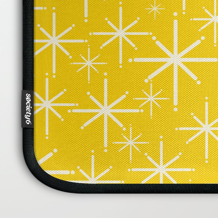 Mid Century Modern Twinkling Stars Retro Atomic Pattern in Yellow Laptop Sleeve Gallery Image 3