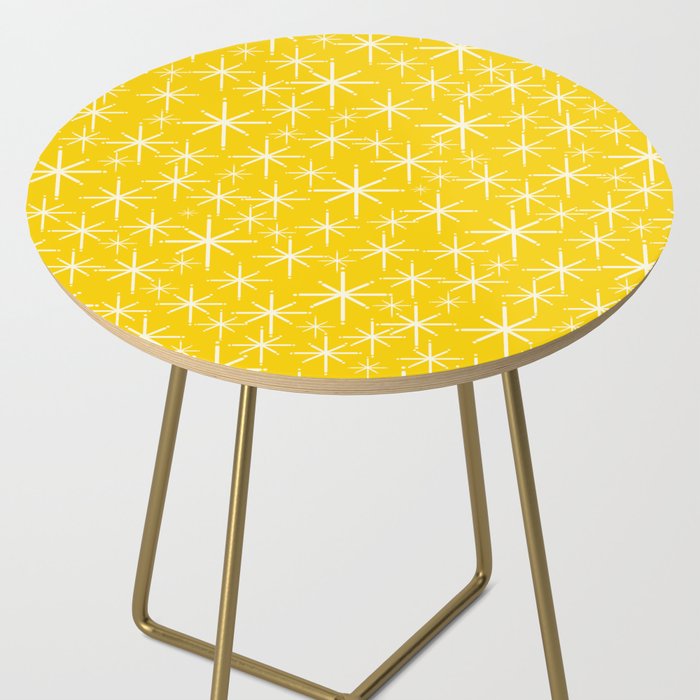 Mid Century Modern Twinkling Stars Retro Atomic Pattern in Yellow Side Table Gallery Image 2