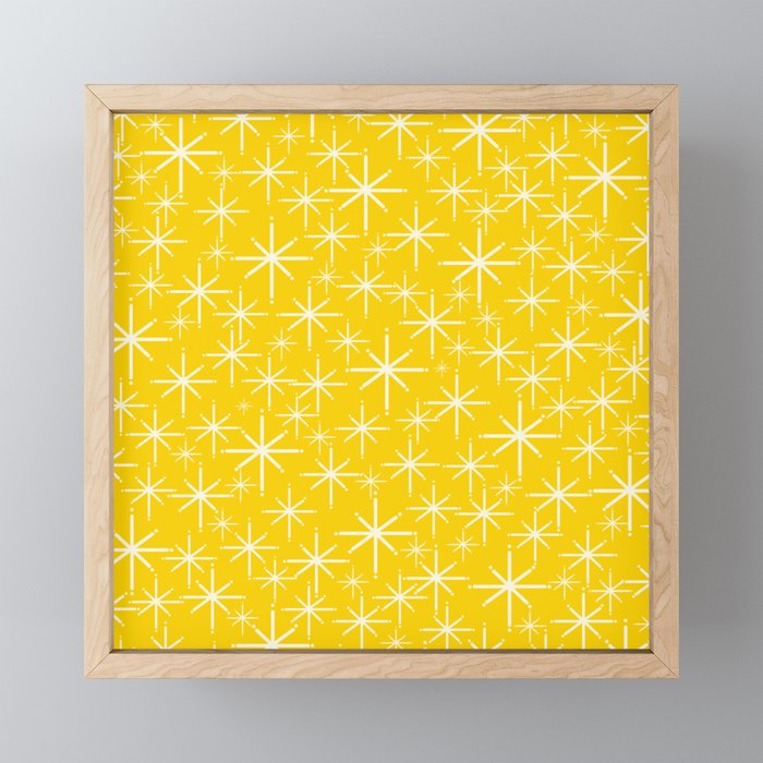 Mid Century Modern Twinkling Stars Retro Atomic Pattern in Yellow Mini Art Print Gallery Image 1
