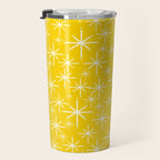 Mid Century Modern Twinkling Stars Retro Atomic Pattern in Yellow Travel Mug Gallery Image 3
