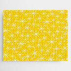 Mid Century Modern Twinkling Stars Retro Atomic Pattern in Yellow Jigsaw Puzzle Gallery Image 1