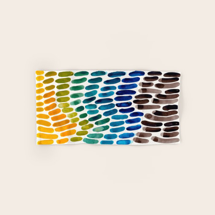 Colorful Rainbow Watercolor Organic Patterns Natural Shapes Playful Art Mid Century Modern Tribal Ar Bath Towel Gallery Image 1