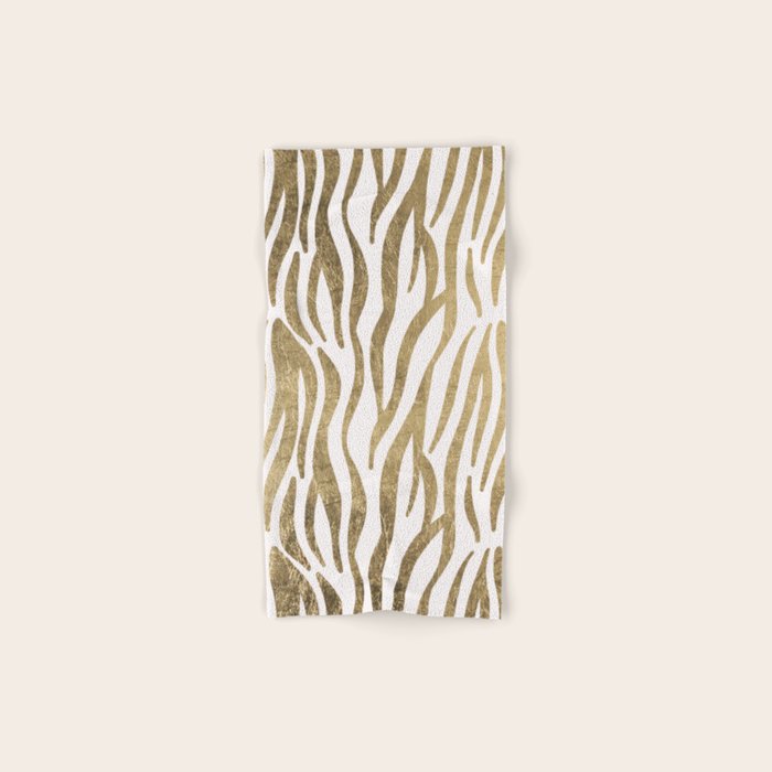 Chic faux gold white modern zebra animal print pattern Bath Towel Gallery Image 1
