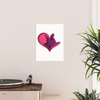 Paper cut couple in love illustration with pink heart shape Poster Gallery Image 2